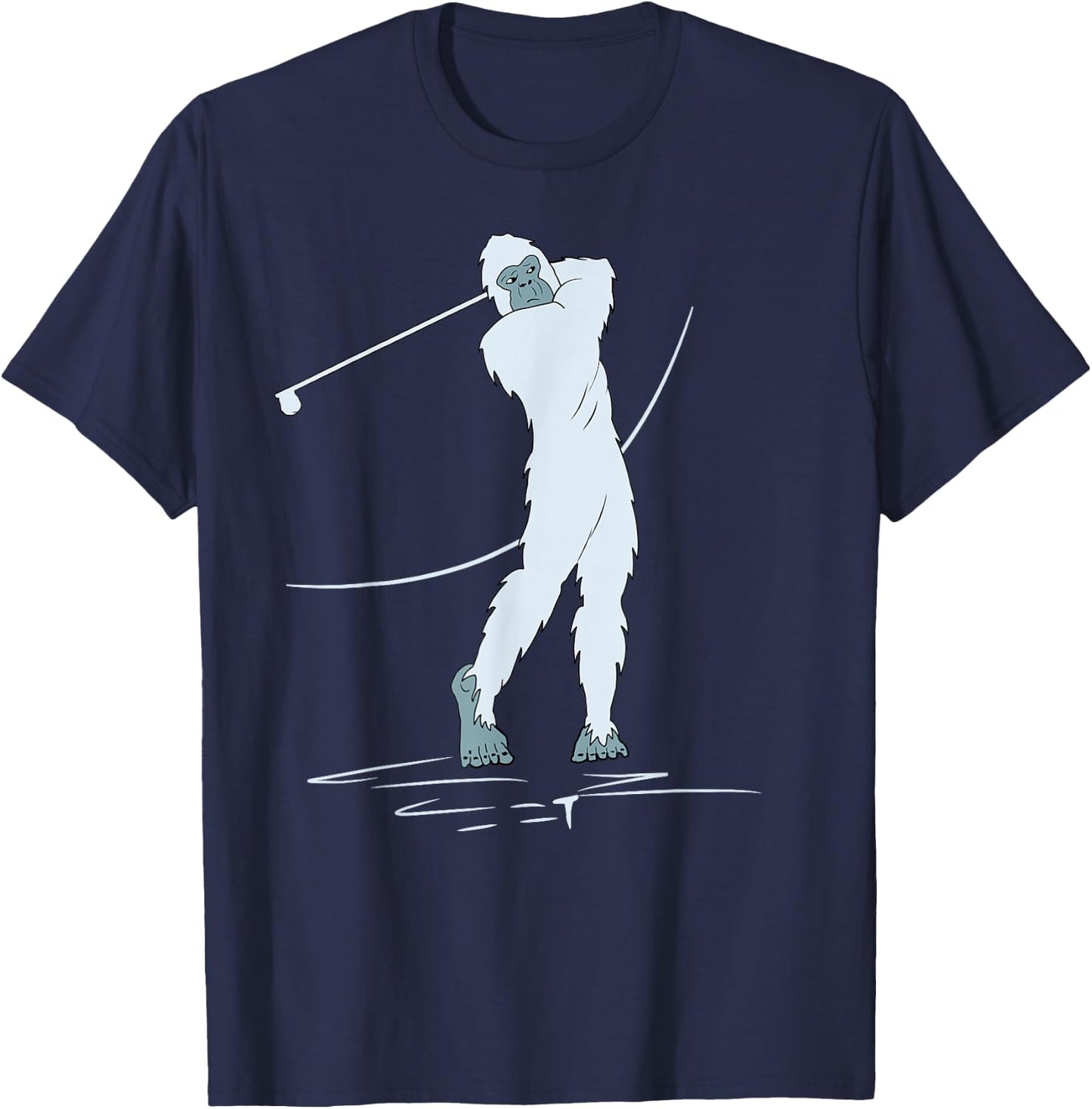Bigfoot Golf! Funny Sasquatch Playing Golfing Player Yeti T-Shirt - T-Shirt | Navy