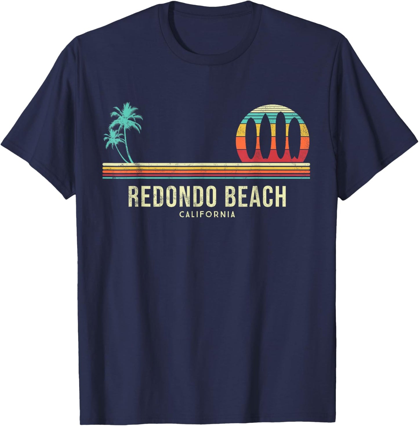 California Surf Redondo Beach Vintage Surfer T-Shirt - T-Shirt | Navy