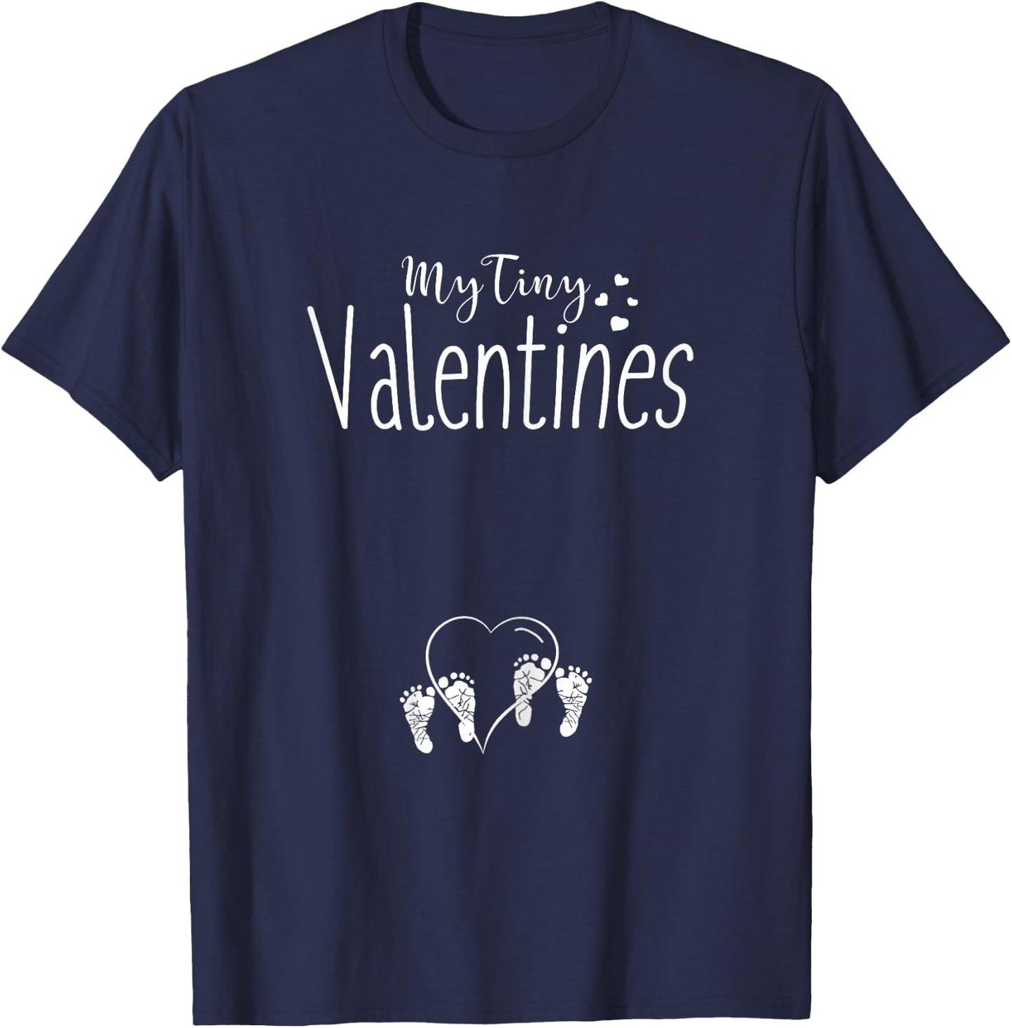 My Tiny VALENTINES Twins Mom Pregnancy T Shirt T-Shirt - T-Shirt | Navy