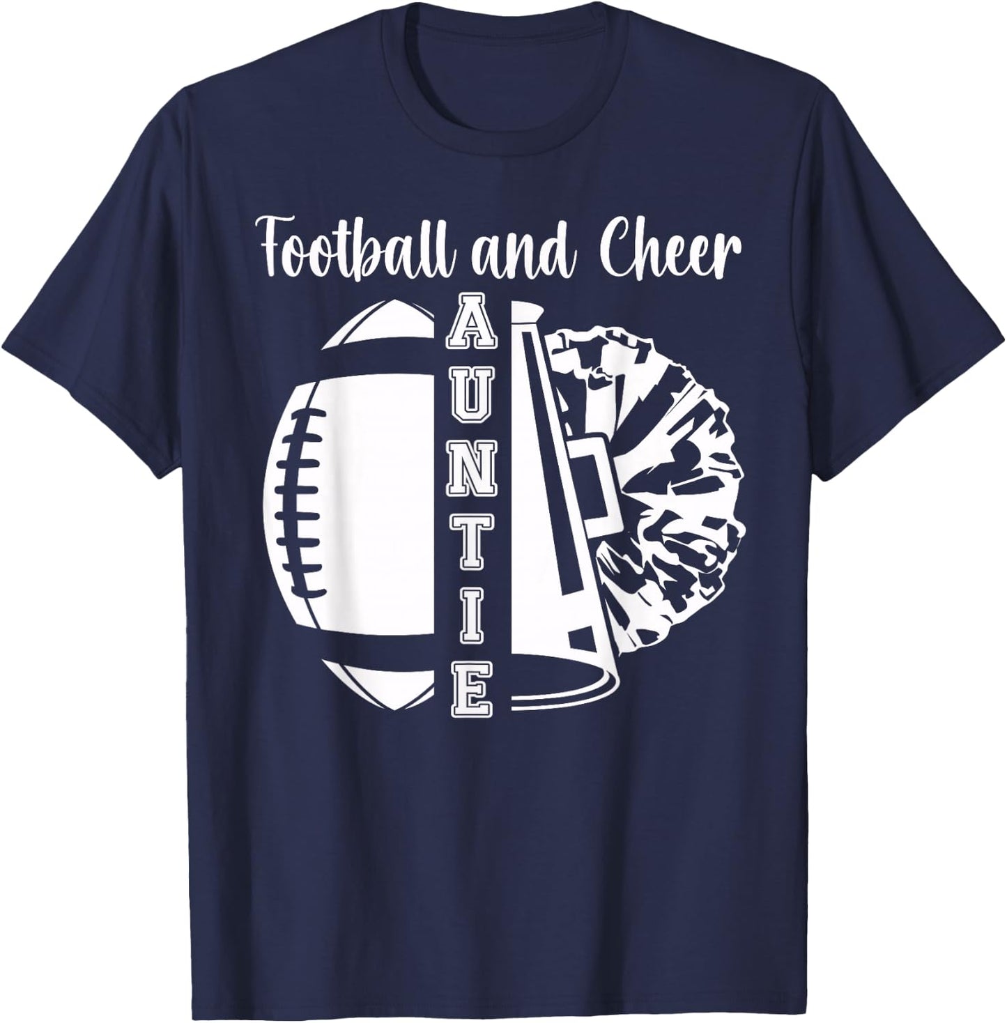 Football And Cheer Aunt Of Cheerleader & Football Player T-Shirt - T-Shirt | Navy