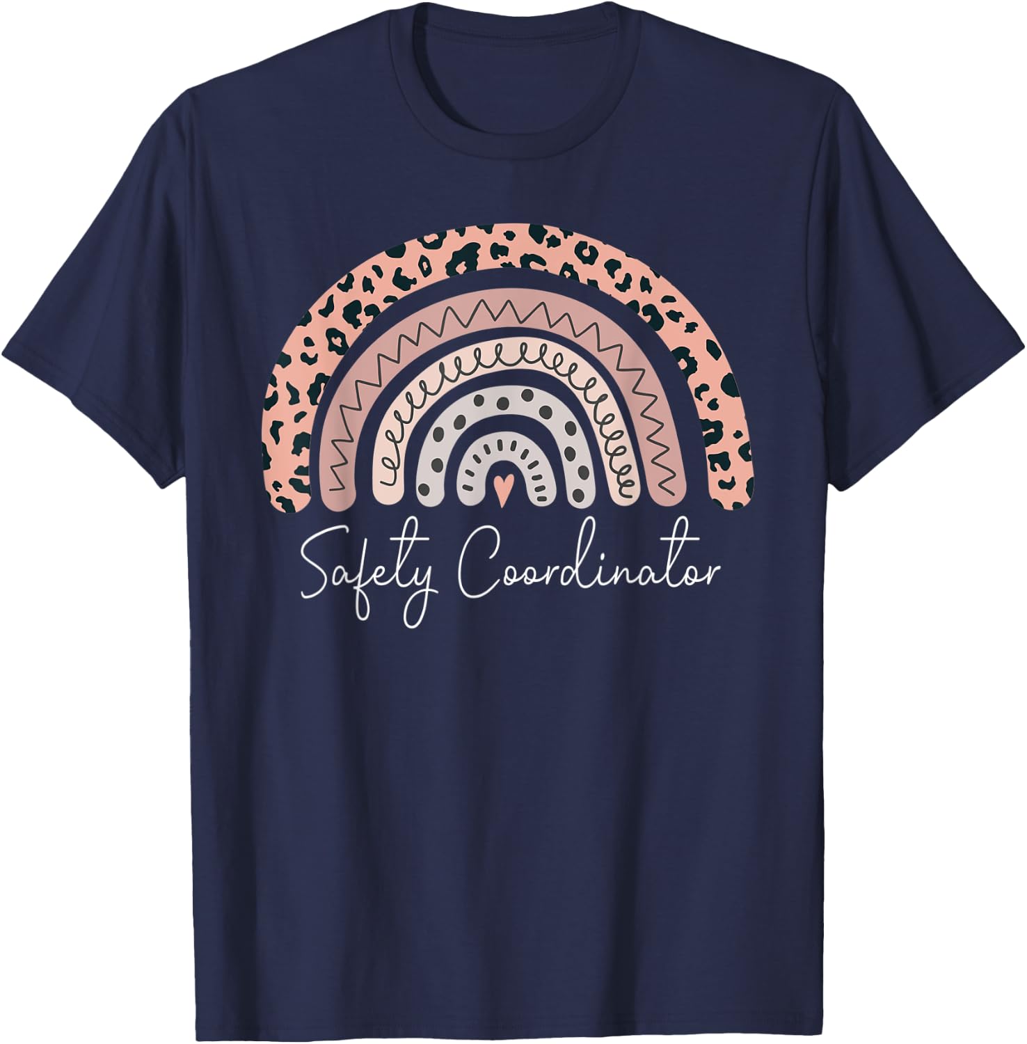 Safety Coordinator Leopard Rainbow Appreciation T-Shirt - T-Shirt | Navy