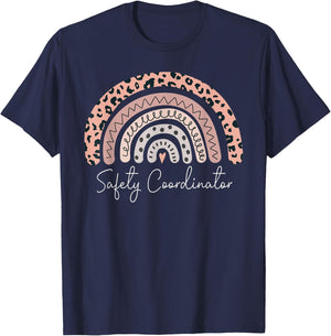 Safety Coordinator Leopard Rainbow Appreciation T-Shirt - T-Shirt | Navy
