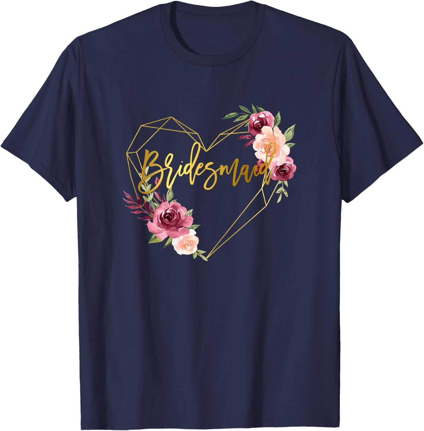 Bridesmaid Brides Best Friends Bridal Team Matching Floral T-Shirt - T-Shirt | Navy