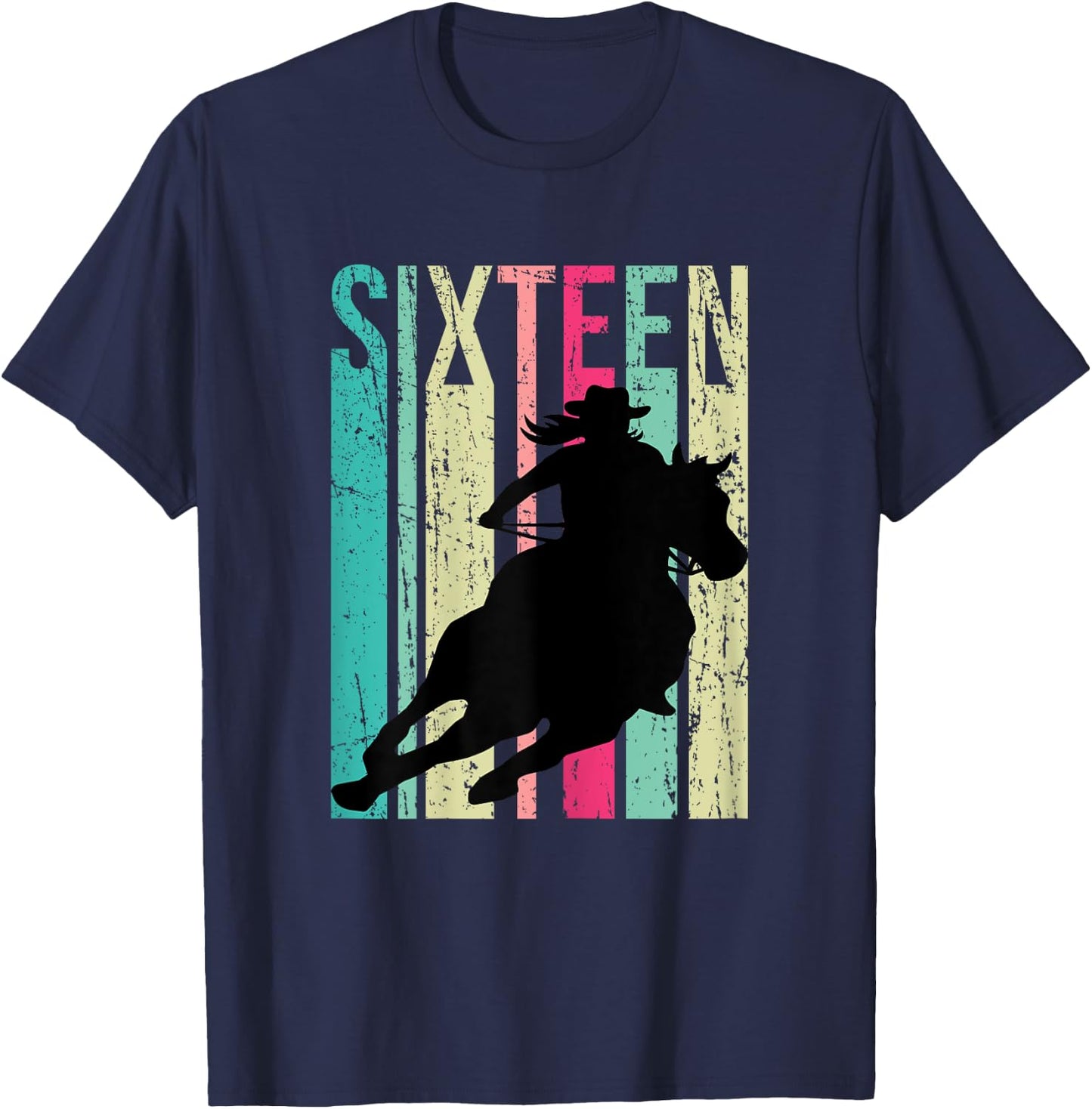 Retro Rodeo 16th Birthday Horse Lover Cowgirl Country 16 T-Shirt - T-Shirt | Navy