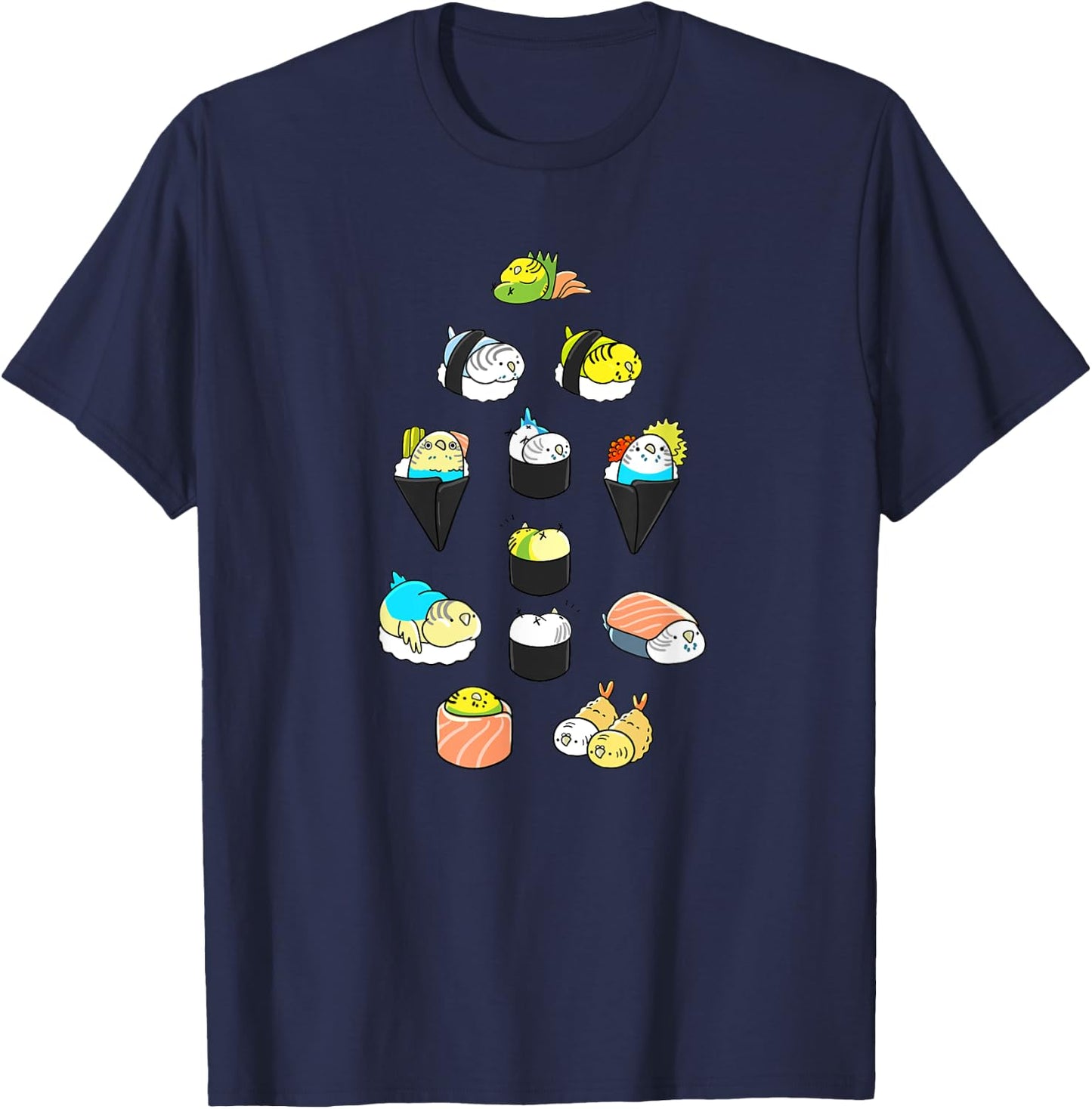 Sushi Budgerigars Cute Budgie Parakeet Pet Bird Lover Gift T-Shirt - T-Shirt | Navy
