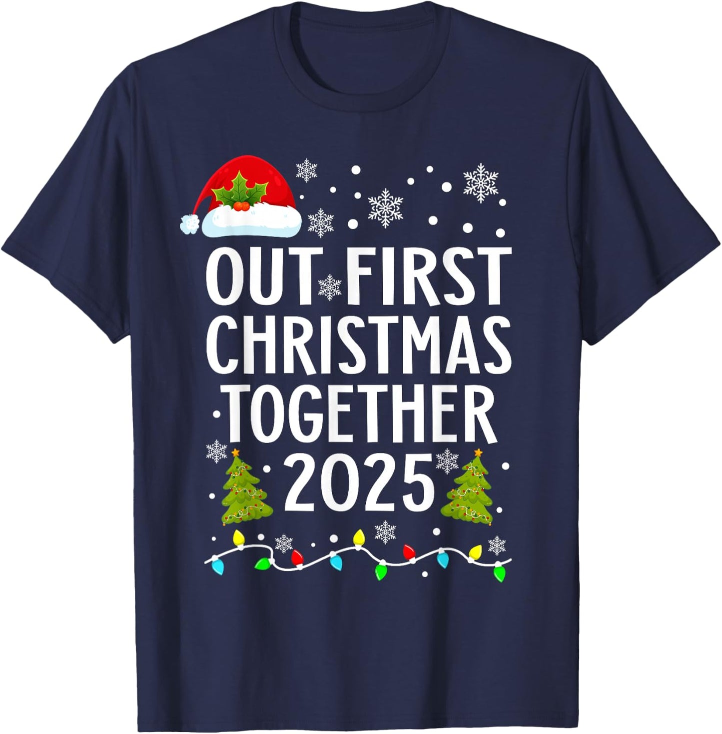 Our First Christmas Together 2025 Matching Christmas Pajamas T-Shirt - T-Shirt | Navy