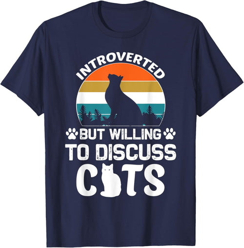Introverted But Willing To Discuss Cats, Funny Cat Retro Women
