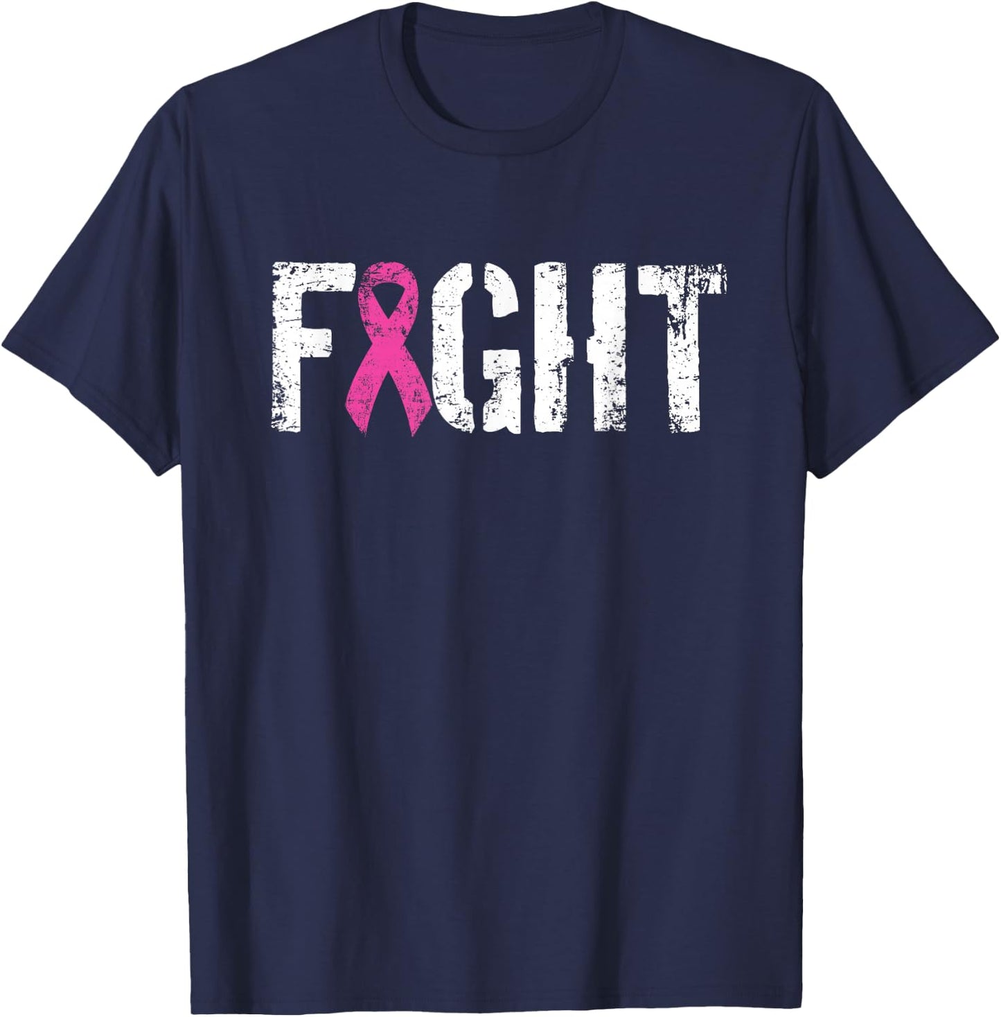 Fight Breast Cancer - Pink Military Style Awareness Ribbon T-Shirt - T-Shirt | Navy