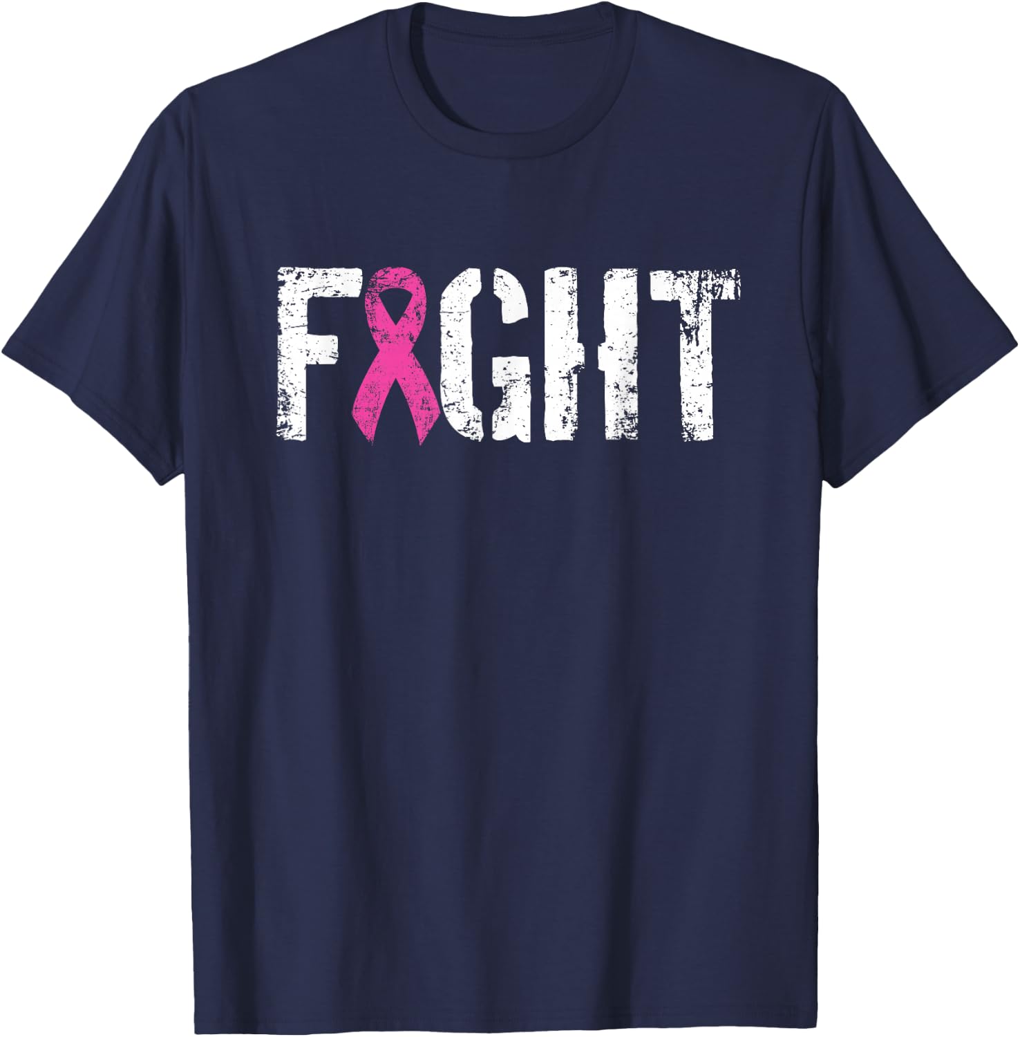 Fight Breast Cancer - Pink Military Style Awareness Ribbon T-Shirt - T-Shirt | Navy