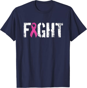 Fight Breast Cancer - Pink Military Style Awareness Ribbon T-Shirt - T-Shirt | Navy