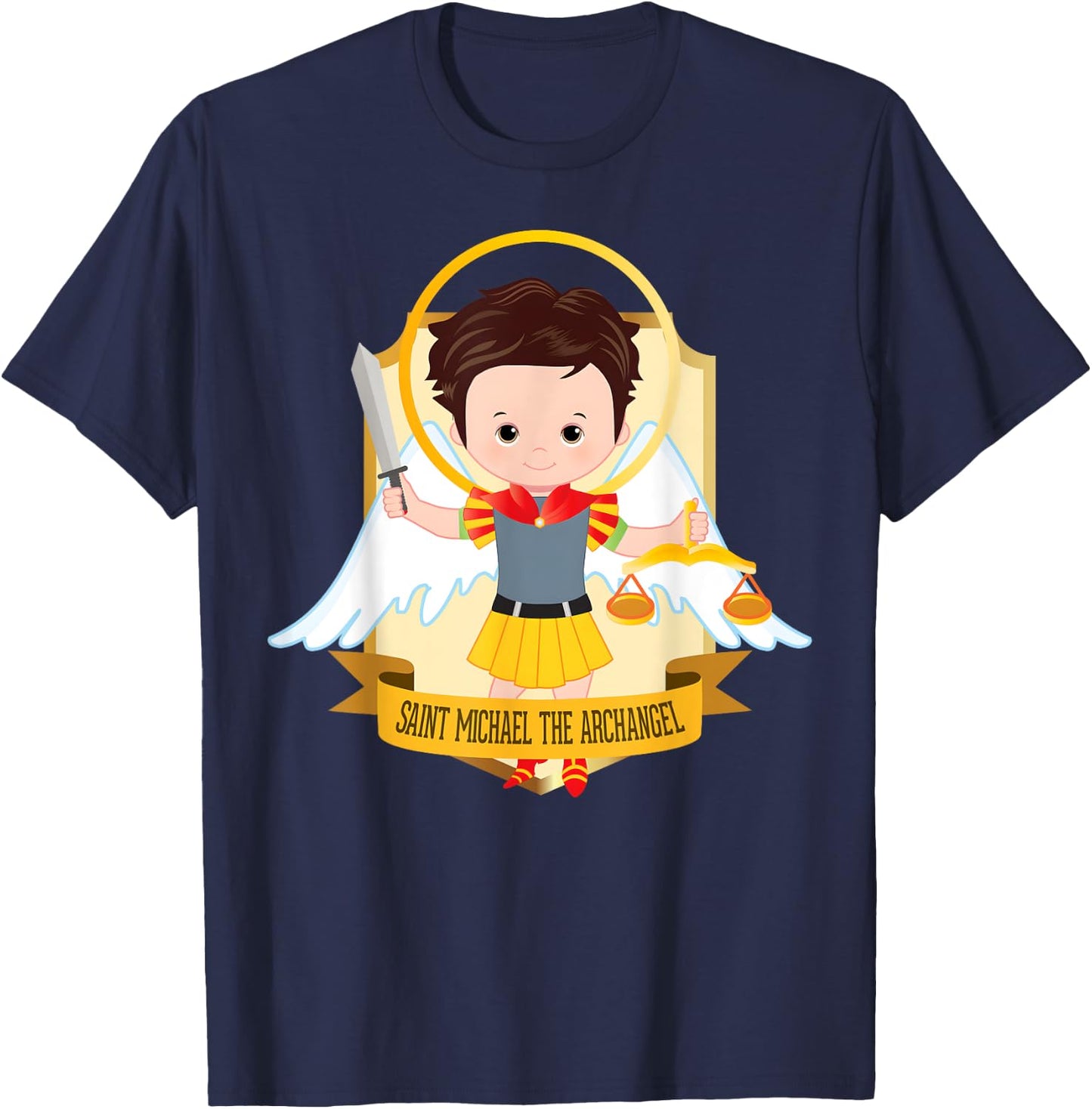 Saint Michael the Archangel for Kids Catholic Boys Cute T-Shirt - T-Shirt | Navy