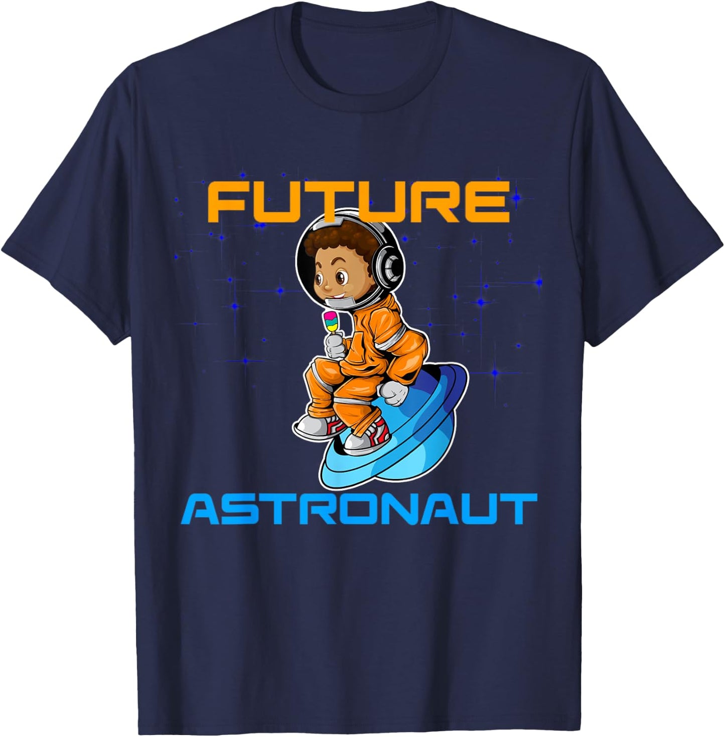 Kids Black Boy African American Pride Future Astronaut T-Shirt - T-Shirt | Navy