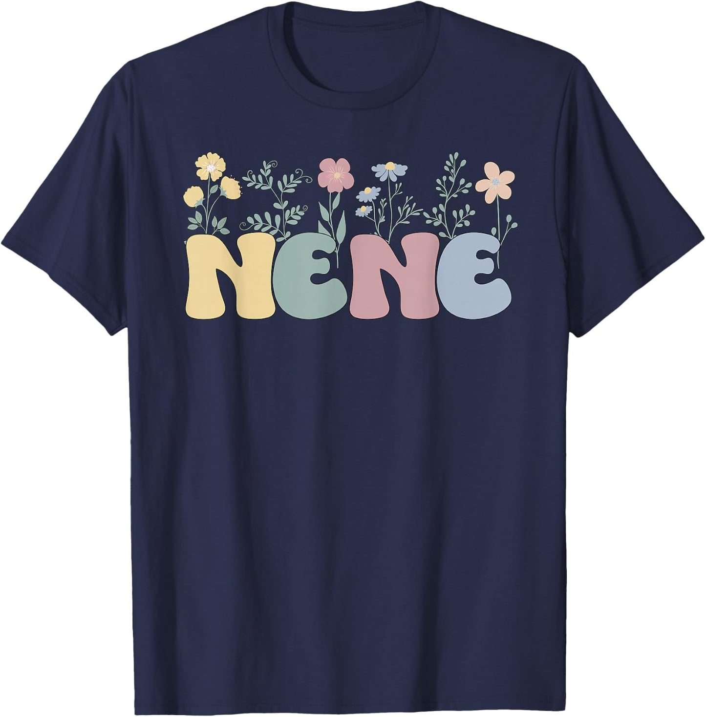 Groovy Nene Grandmother Flowers Nene Grandma T-Shirt - T-Shirt | Navy