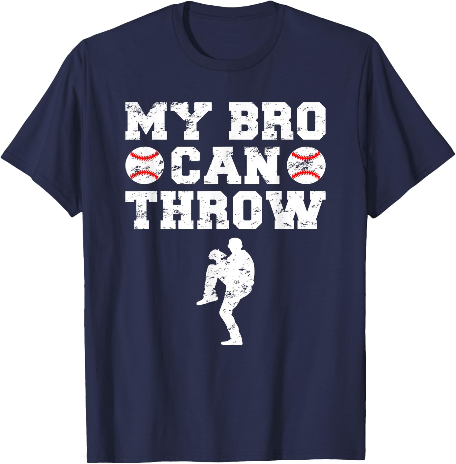 Baseball Pitcher Funny Sister Brother T-Shirt - T-Shirt | Navy