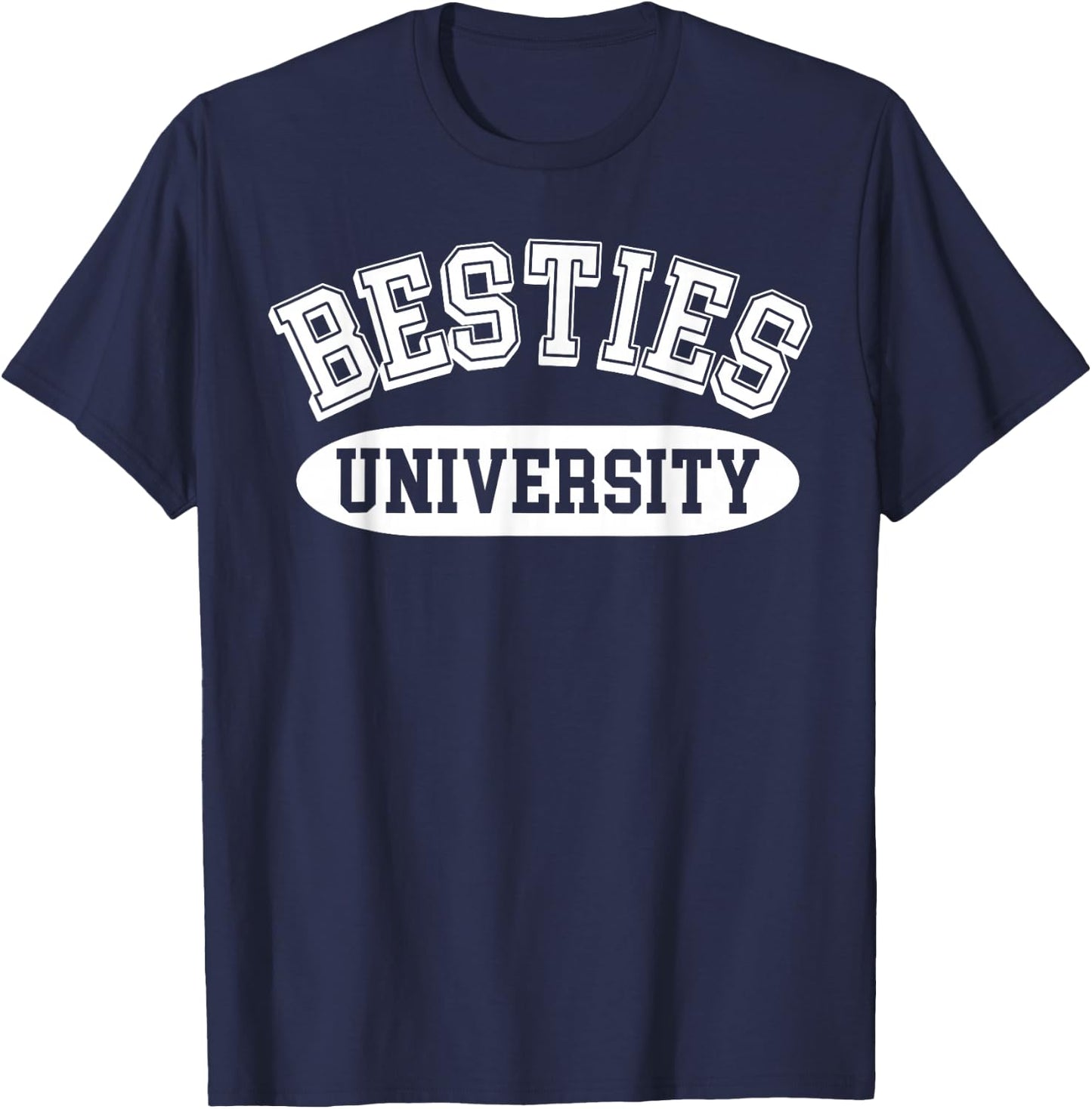 Besties University College Style Best Friend Matching BFF T-Shirt - T-Shirt | Navy