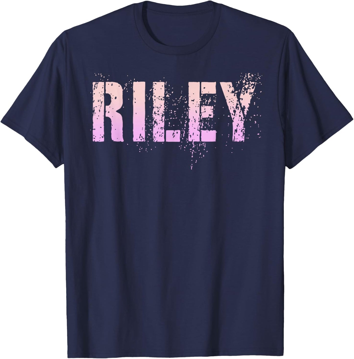 Vintage RILEY Girls Name Grunge Pink Custom Birthday T-Shirt - T-Shirt | Navy