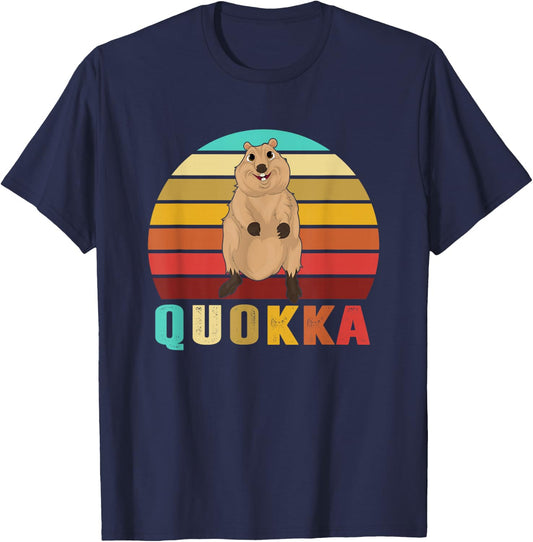 Cute Australia Animal Kids Gift Retro Quokka T-Shirt - T-Shirt | Navy