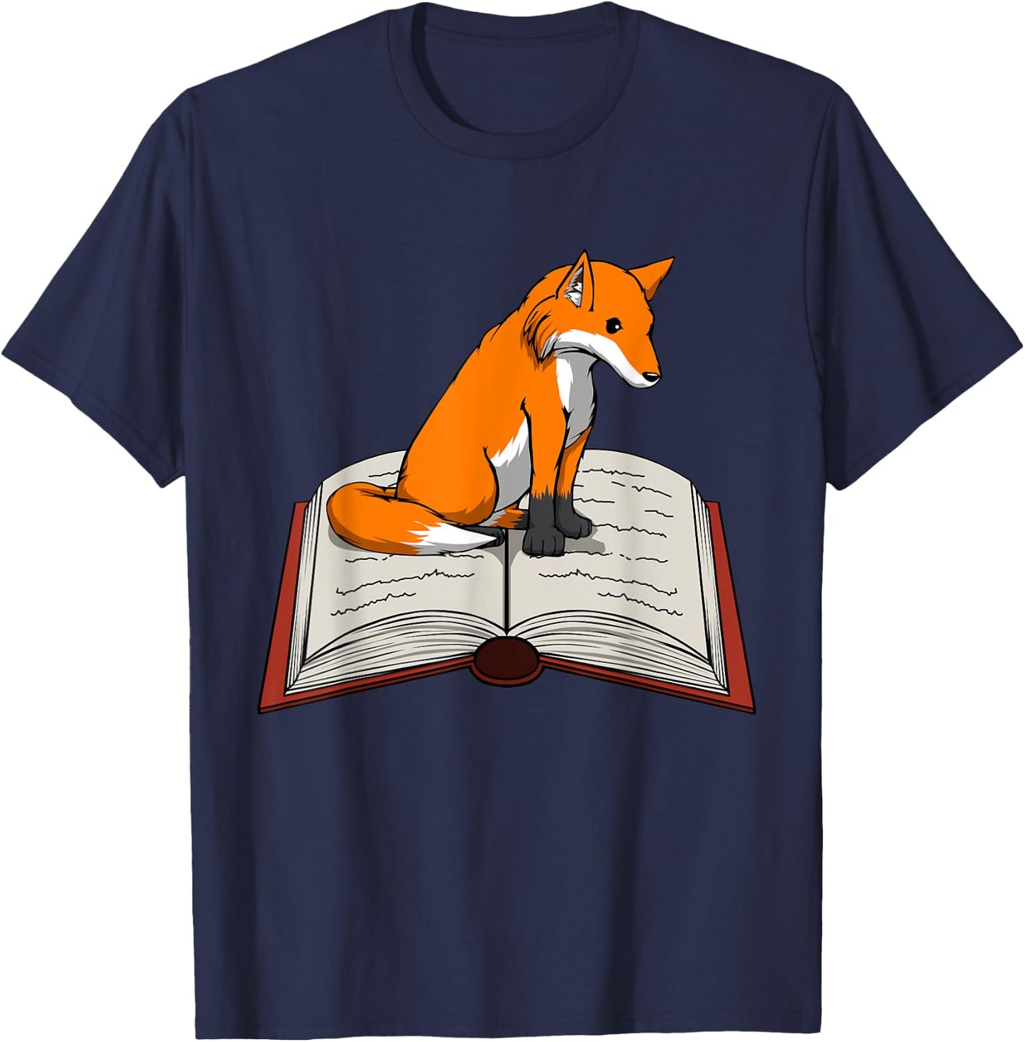 Cute Fox Reading Books Literature Nature T-Shirt - T-Shirt | Navy