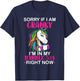 Sorry If I Am Cranky I'm In My Terrible 50's Funny Unicorn T-Shirt - T-Shirt | Navy