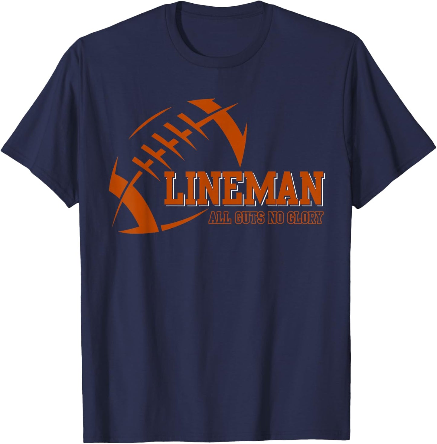 Lineman All Cuts No Glory Football T-Shirt - T-Shirt | Navy