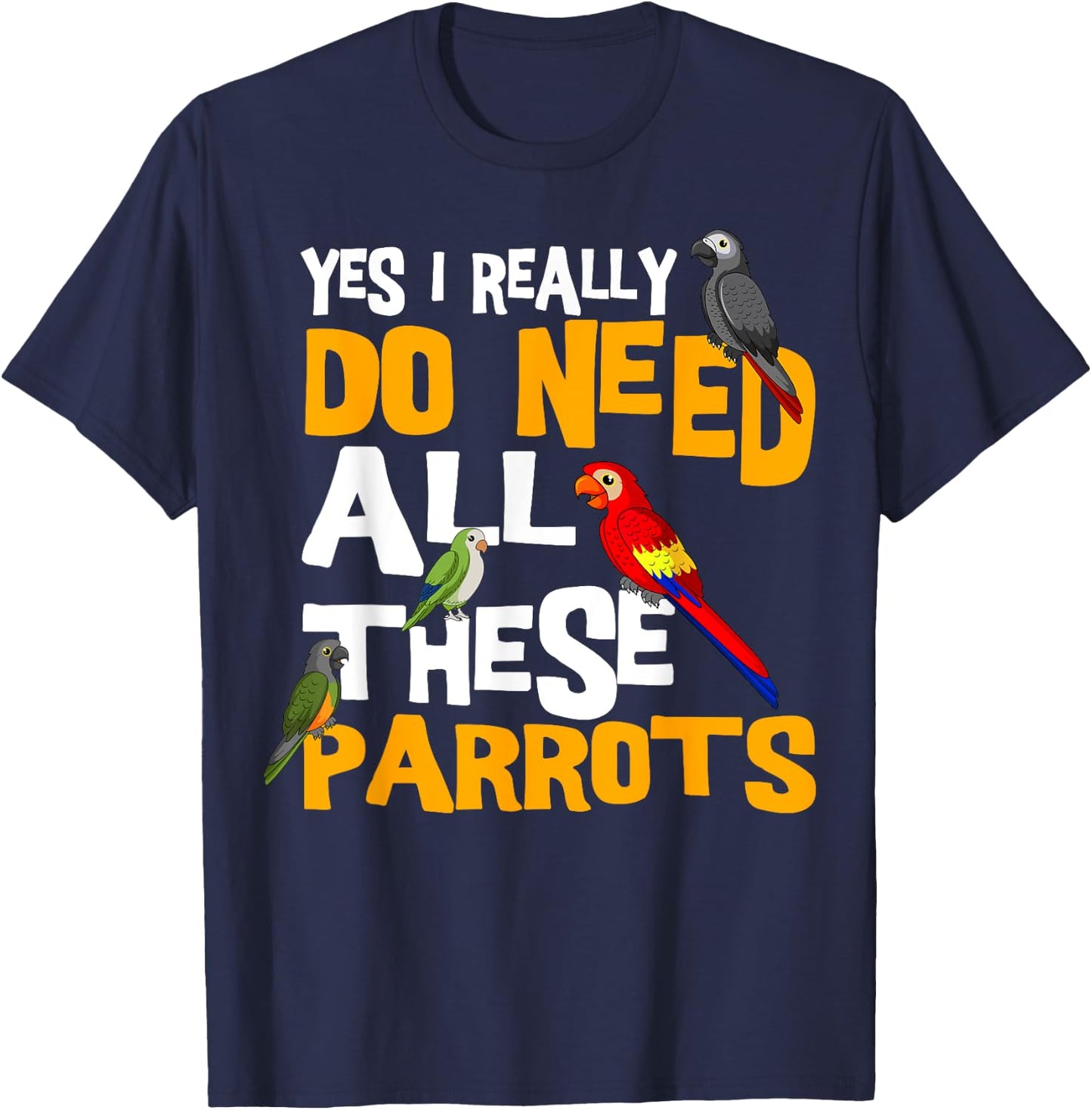 Cool Parrot Bird Lover Apparel Parrot Parakeet Cockatoo Bird African Grey Tiel Quarrion T-Shirt - T-Shirt | Navy