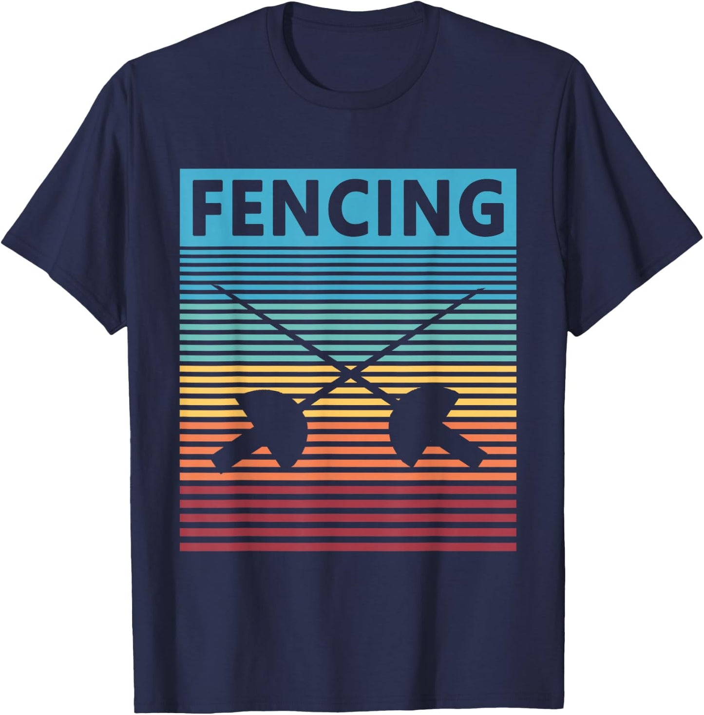Fencing Retro Vintage Fencing T-Shirt - T-Shirt | Navy