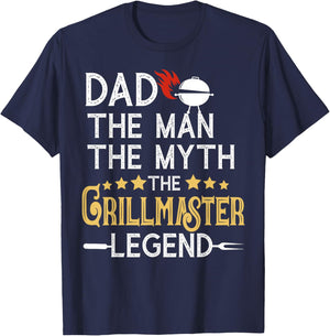Funny BBQ Grill Dad The Man The Myth The Legend Fathers Day T-Shirt - T-Shirt | Navy