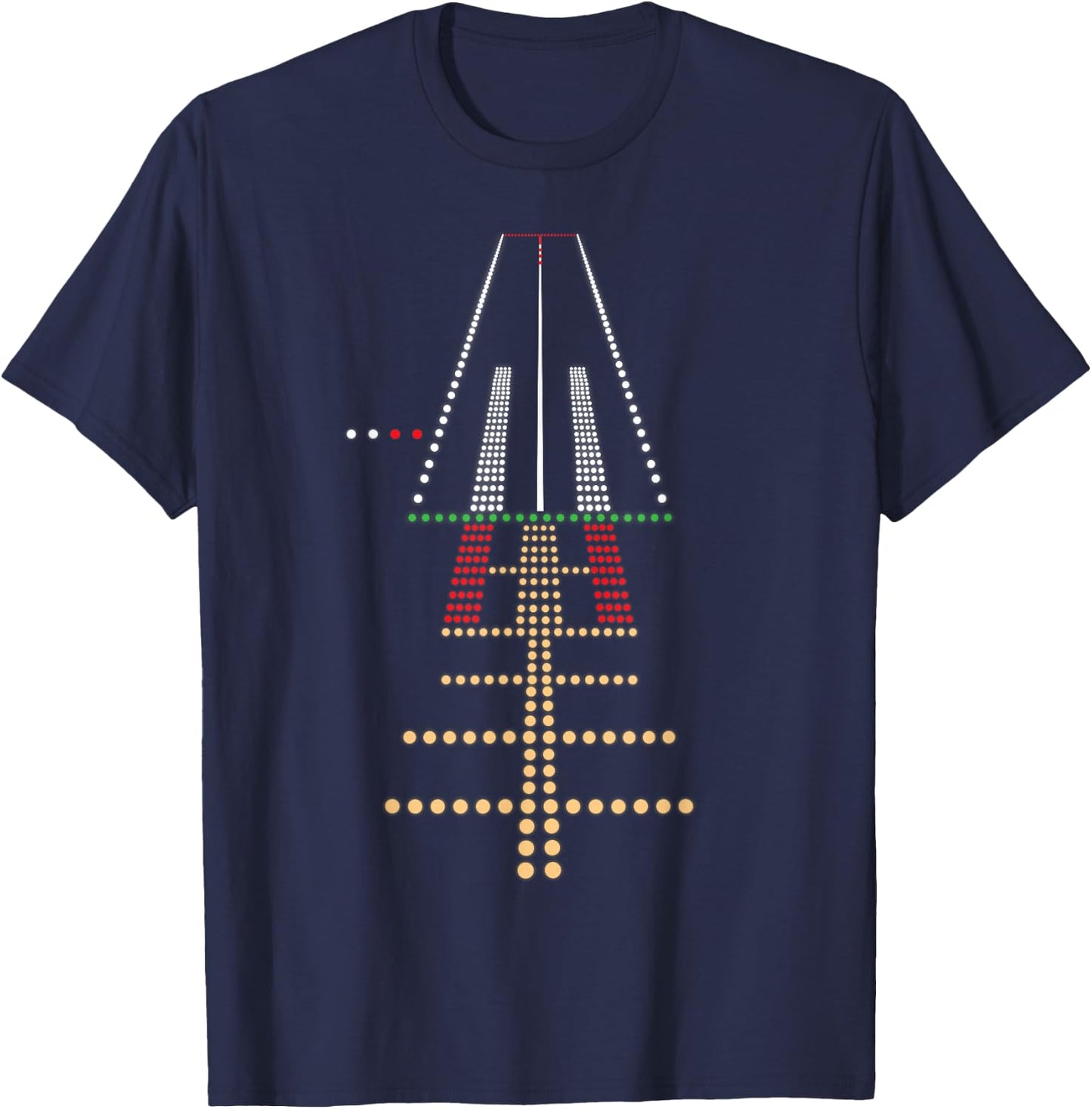 Airport Pilot Approach Lights, Final Approach at Night T-Shirt - T-Shirt | Navy