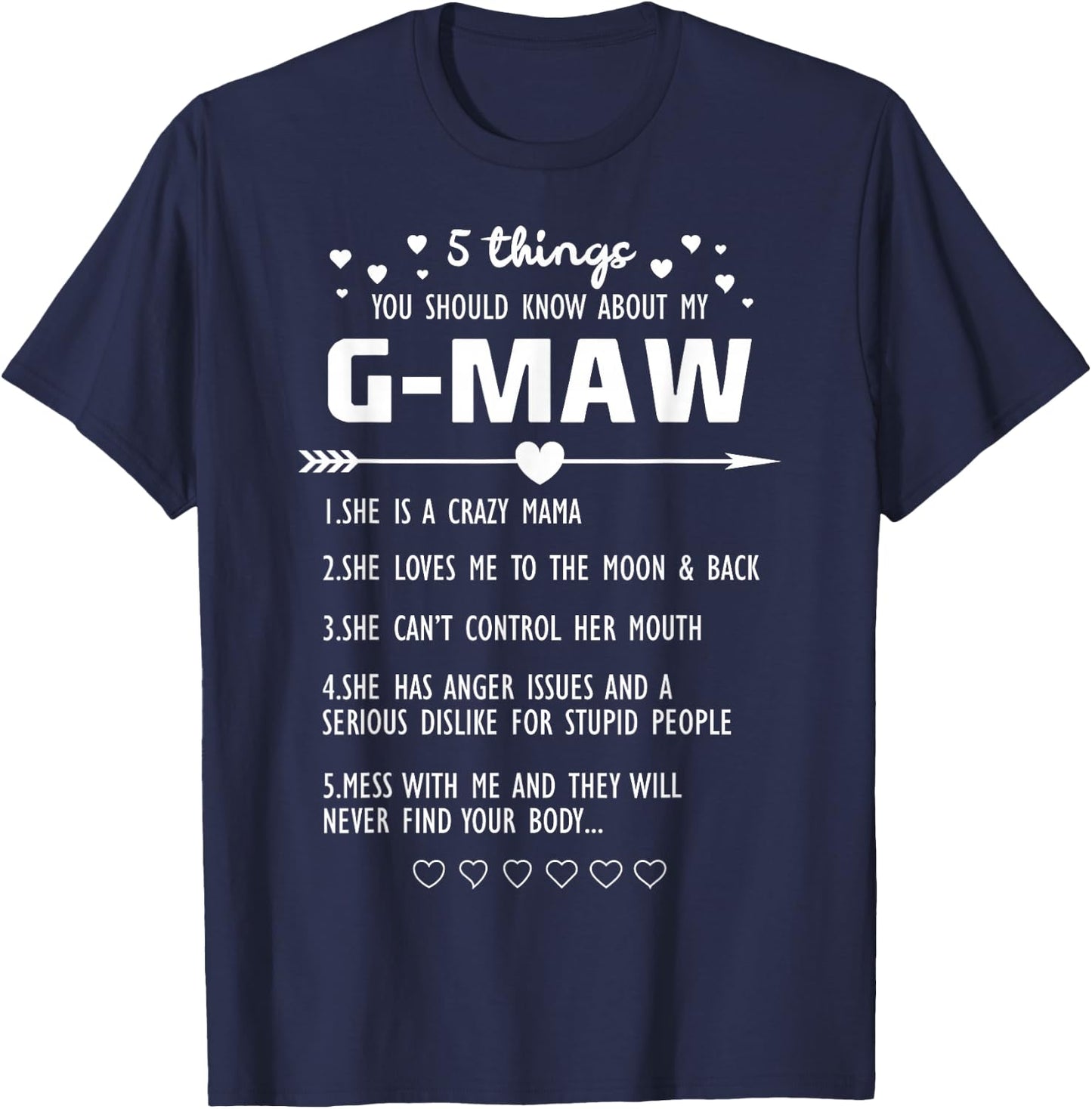 5 Things you Should Know About My G-Maw Family Matching T-Shirt - T-Shirt | Navy
