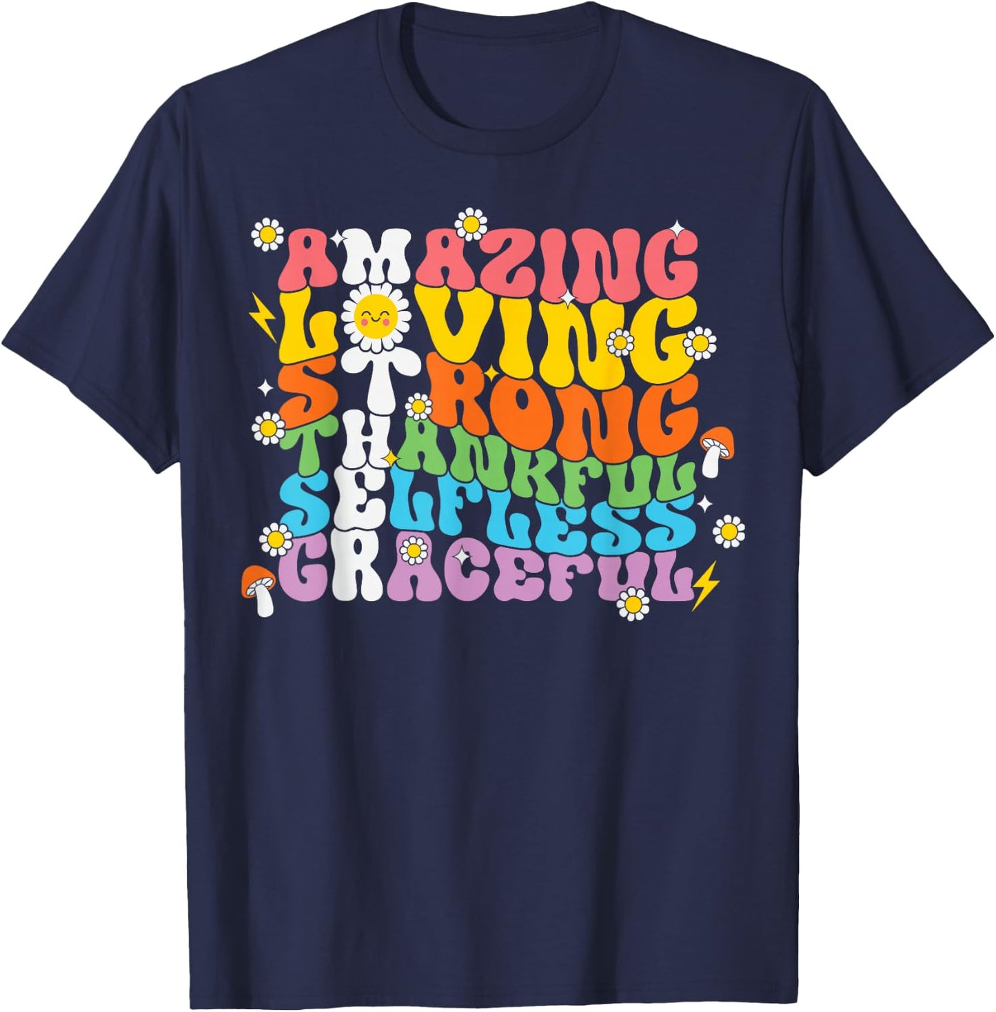 Mothers Day Shirt Mom Mama Groovy Vintage Retro Hippie T-Shirt - T-Shirt | Navy