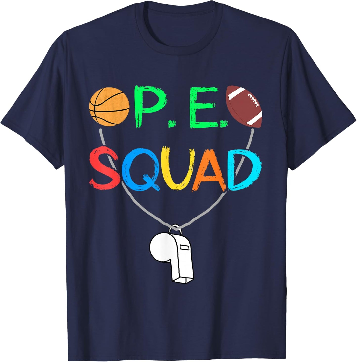 PE Teacher Squad P.E. Team School Fitness Teacher Crew T-Shirt - T-Shirt | Navy