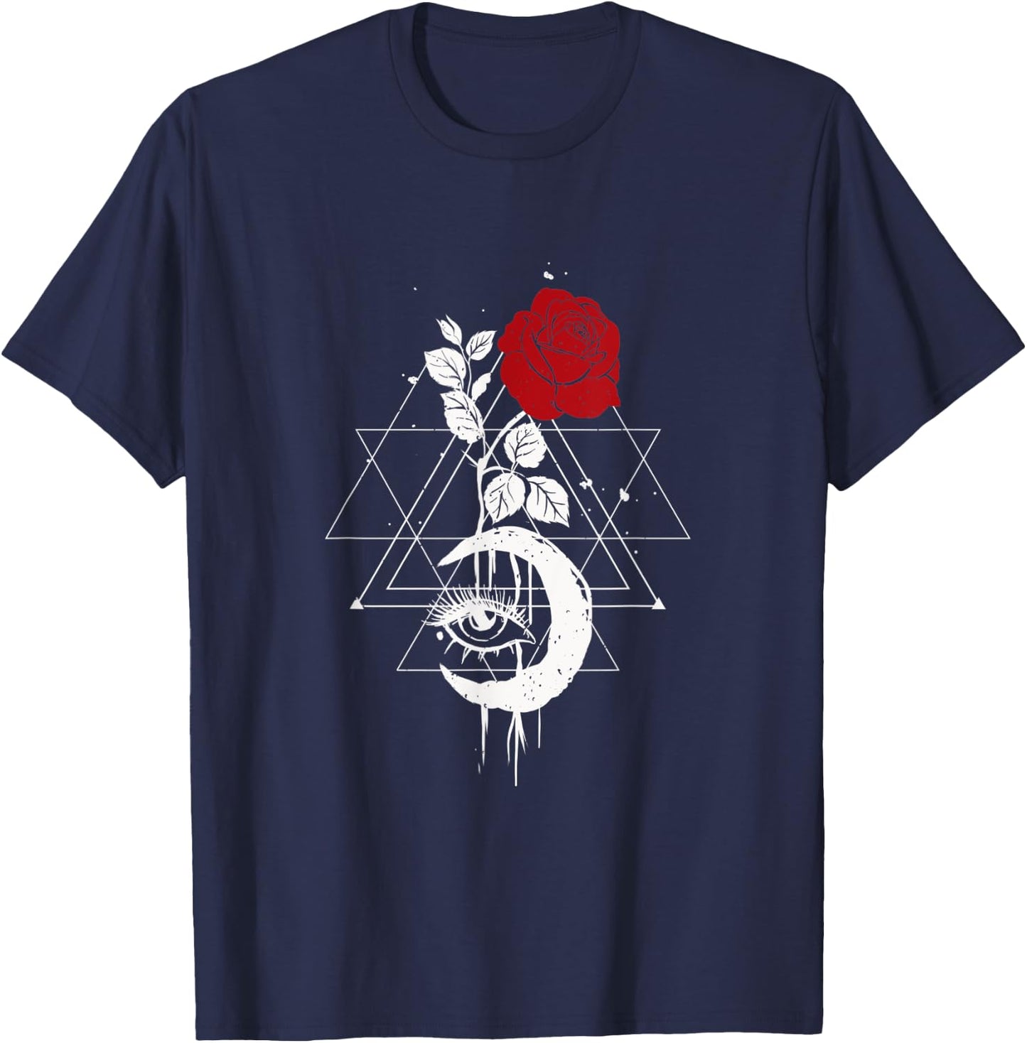 Moon phase wild rose design spiritual moon cycle T-Shirt - T-Shirt | Navy