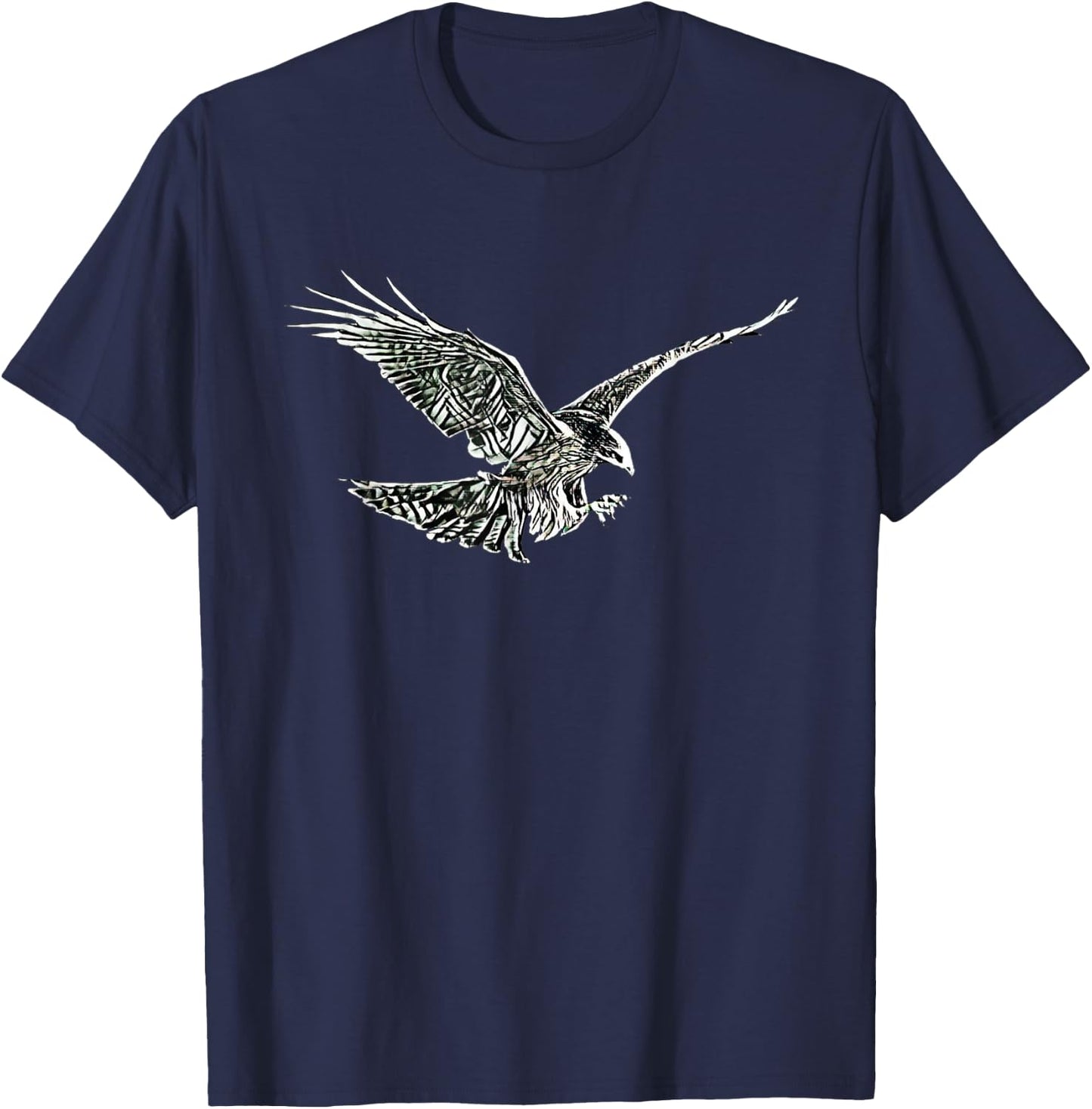 Hawk Motif Bird of Prey Falcon T-Shirt - T-Shirt | Navy