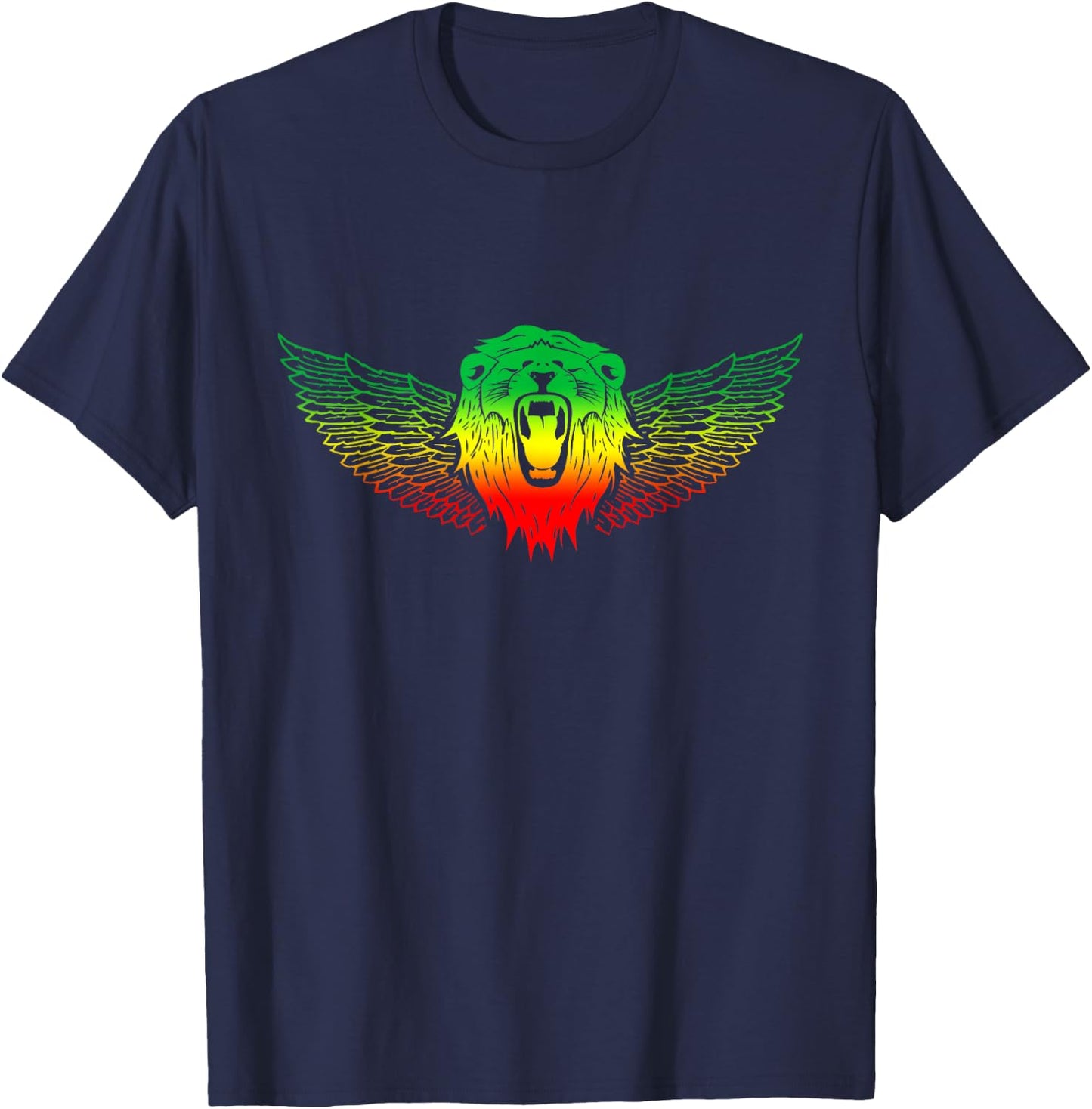 Rasta Reggae Chest Ethiopian Lion Rastafari Roots Hippie T-Shirt - T-Shirt | Navy
