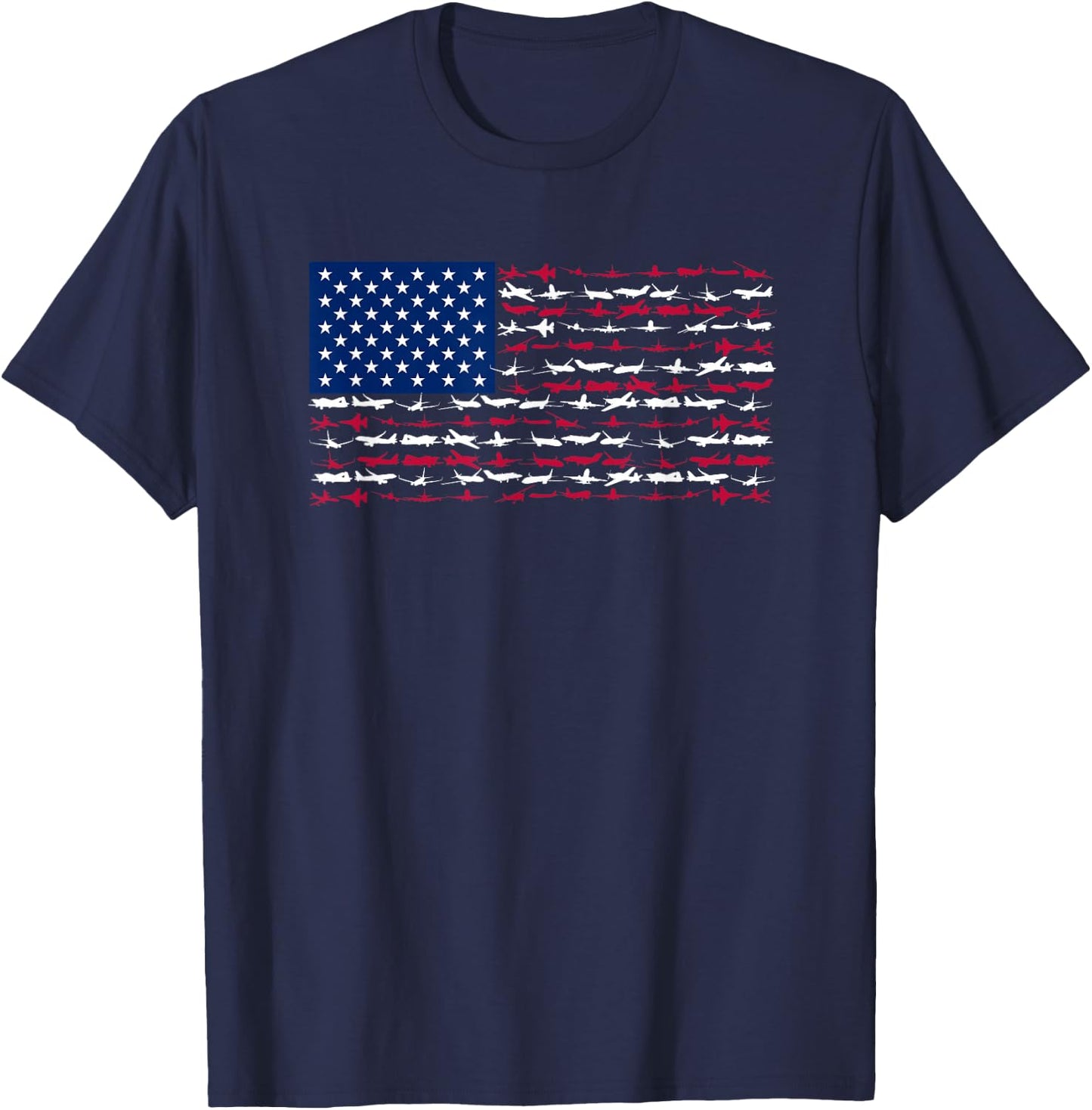 Pilot Airplane American Flag Plane Aviation - USA Airplane T-Shirt - T-Shirt | Navy