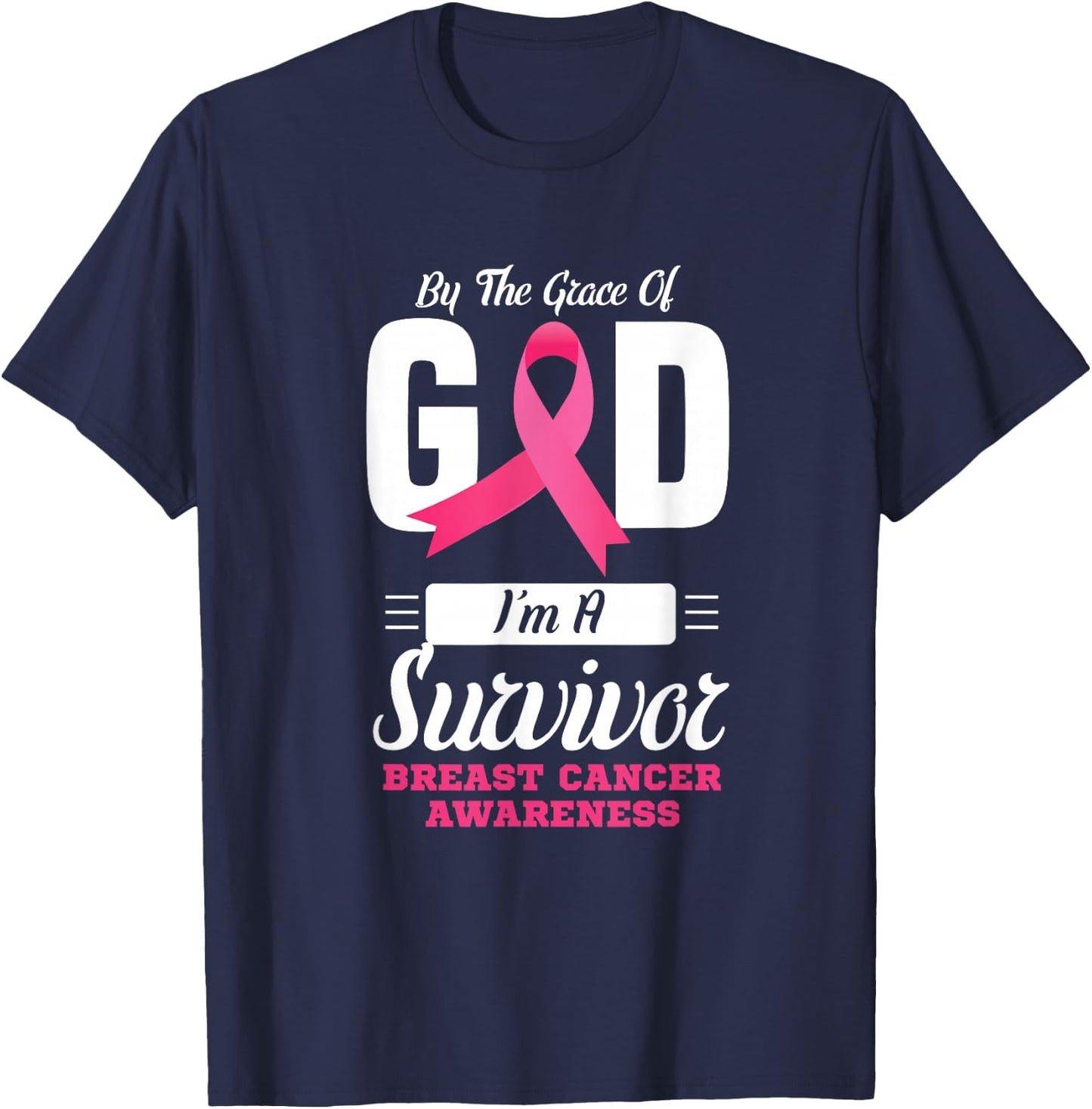 By the grace god I'm a survivor breast cancer awareness T-Shirt - T-Shirt | Navy