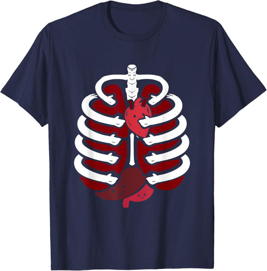 Human Anatomy Costume Rib Cage Halloween T-Shirt - T-Shirt | Navy