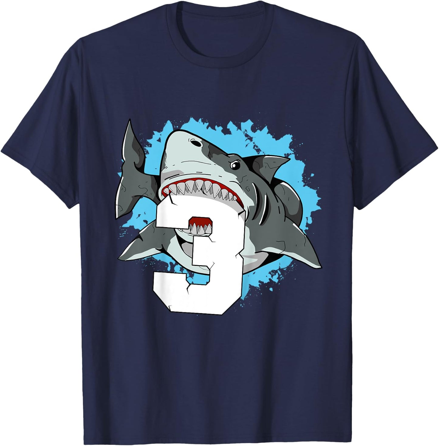 Kids Shark 3rd Birthday 3 Three Shark Toddlers Boy T-Shirt - T-Shirt | Navy