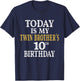 Today Is My Twin Brother's 10th Birthday Party 10 Years Old T-Shirt - T-Shirt | Navy