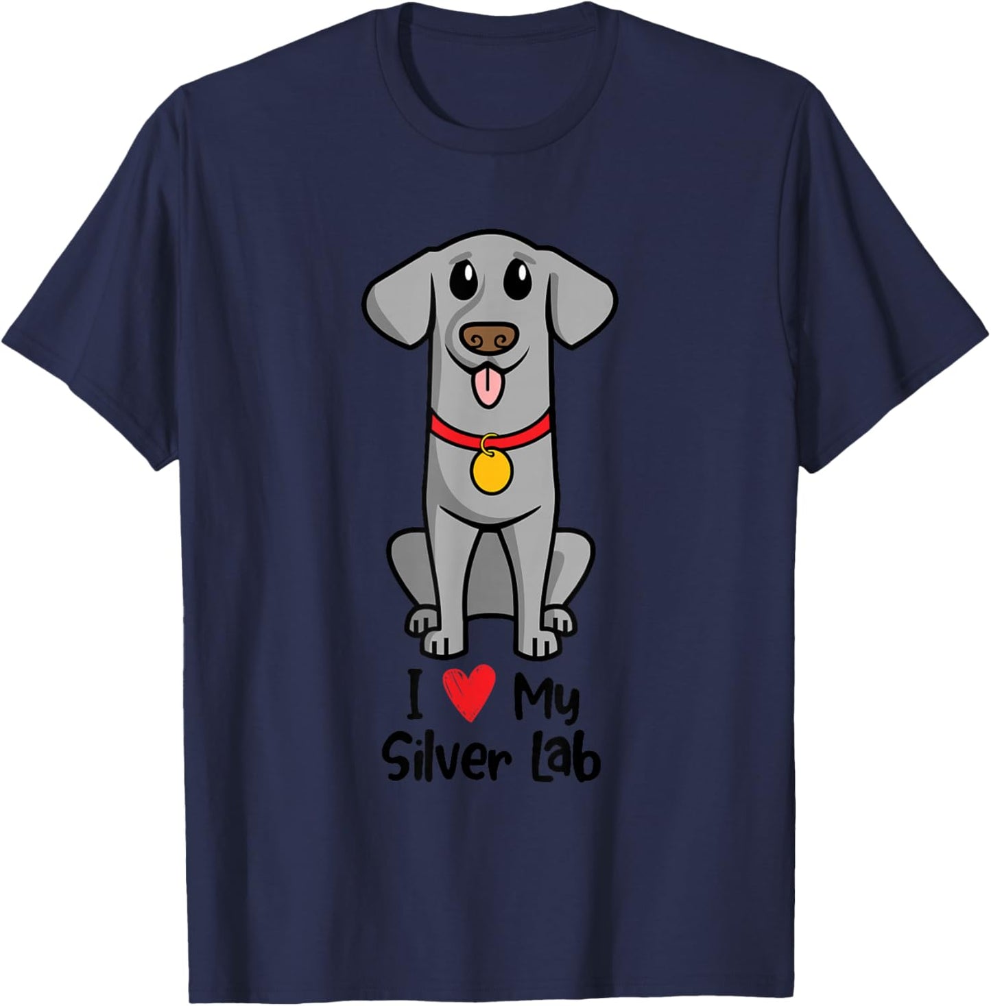I Love my Silver Lab T-Shirt - T-Shirt | Navy