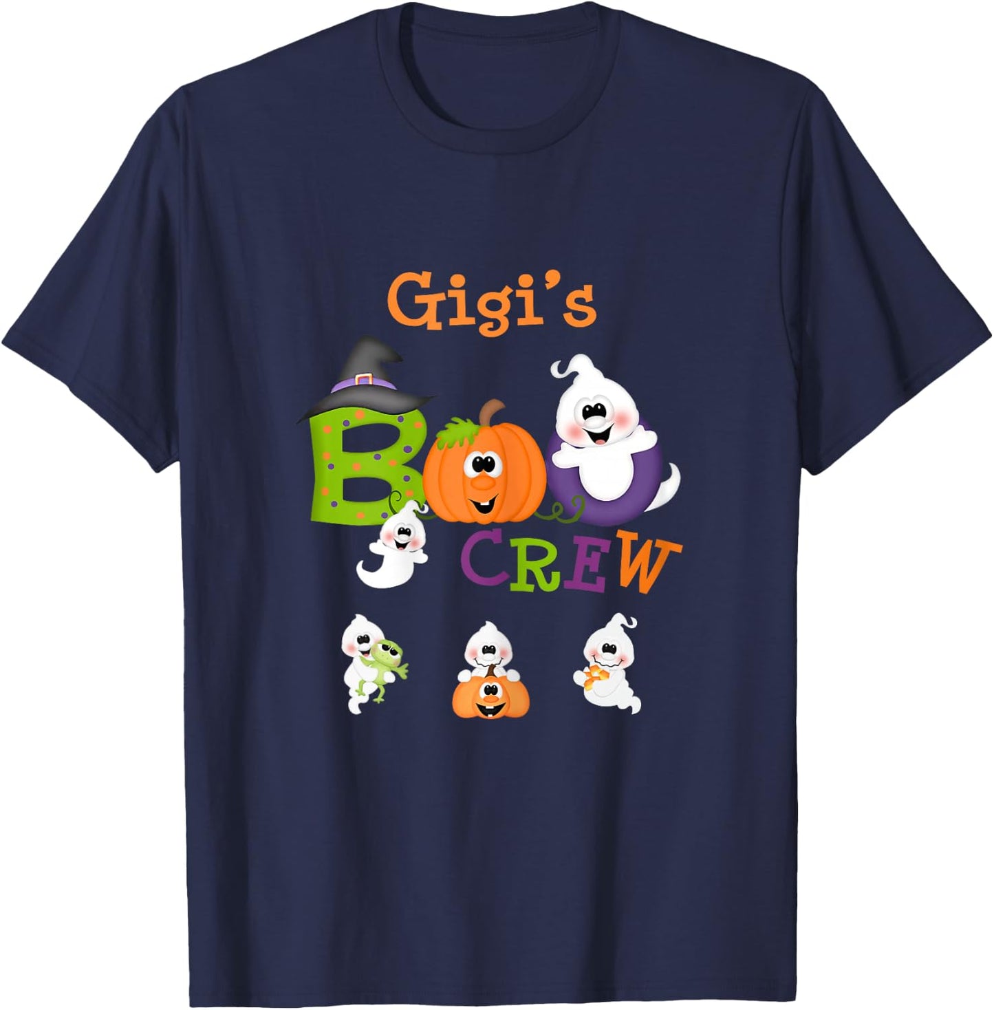 Funny Halloween Gigi Boo Crew Little Pumpkin T-Shirt - T-Shirt | Navy