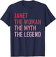 JANET The Woman Myth Legend Personalized Name Birthday Gift T-Shirt - T-Shirt | Navy