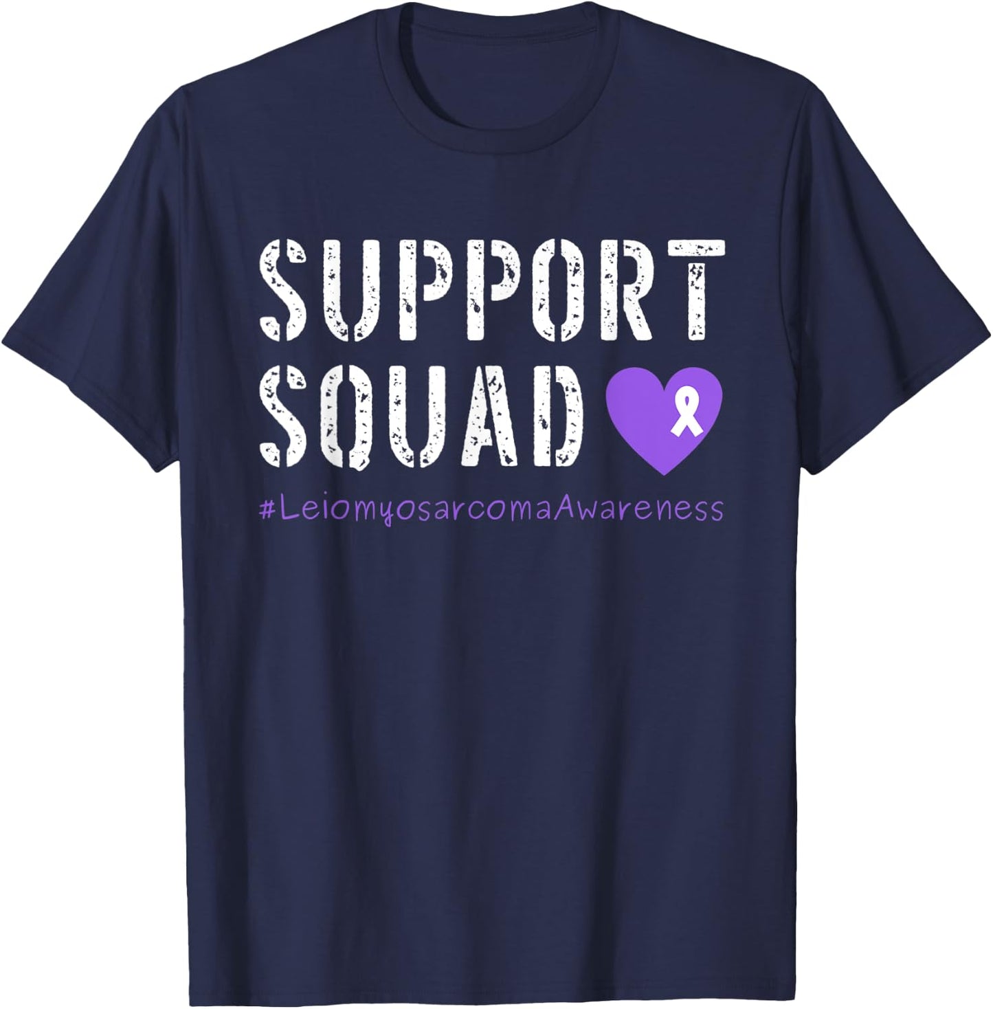 Purple Ribbon Men Women Kids Leiomyosarcoma Cancer Awareness T-Shirt - T-Shirt | Navy