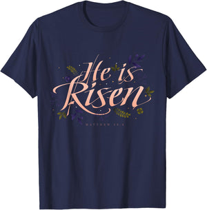 He Is Risen | Easter Jesus T-Shirt - T-Shirt | Navy