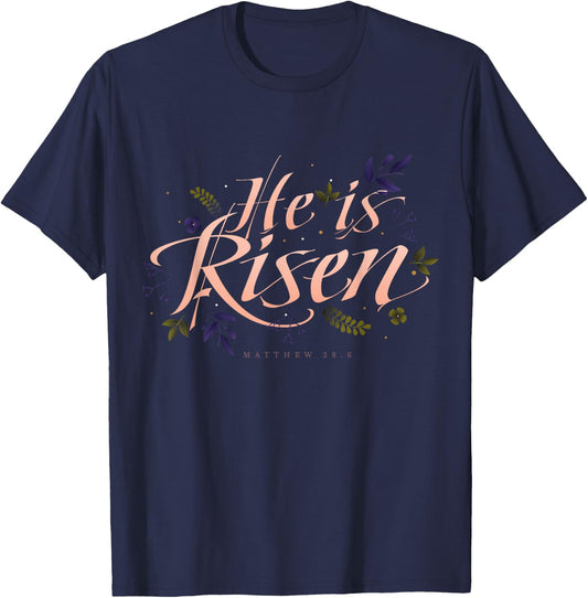 He Is Risen | Easter Jesus T-Shirt - T-Shirt | Navy