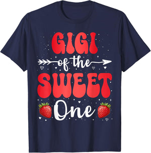 Gigi Of The Sweet One First Birthday Girl Strawberry T-Shirt - T-Shirt | Navy