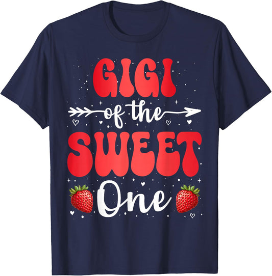 Gigi Of The Sweet One First Birthday Girl Strawberry T-Shirt - T-Shirt | Navy