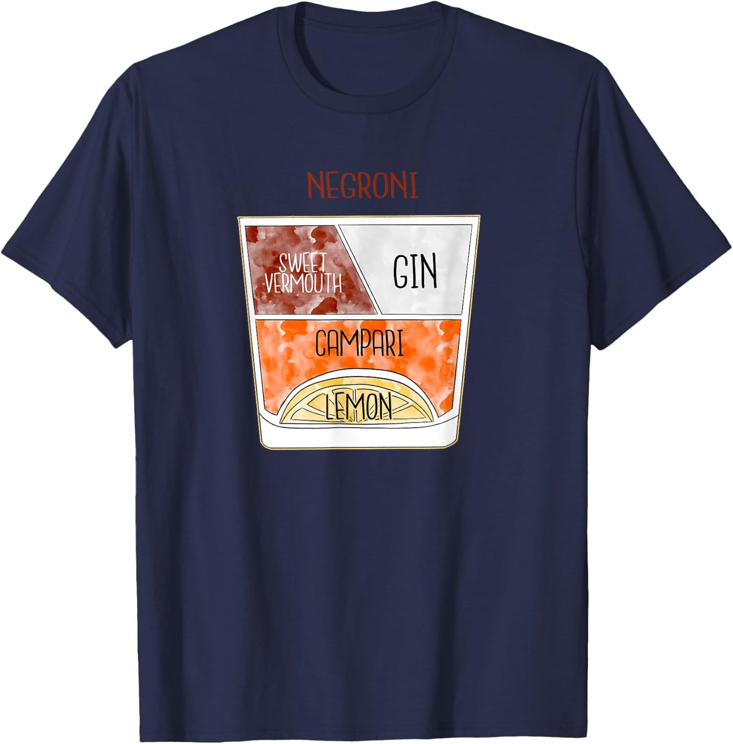 Negroni T Shirt Negroni Cocktail Poster Bartender T-Shirt - T-Shirt | Navy