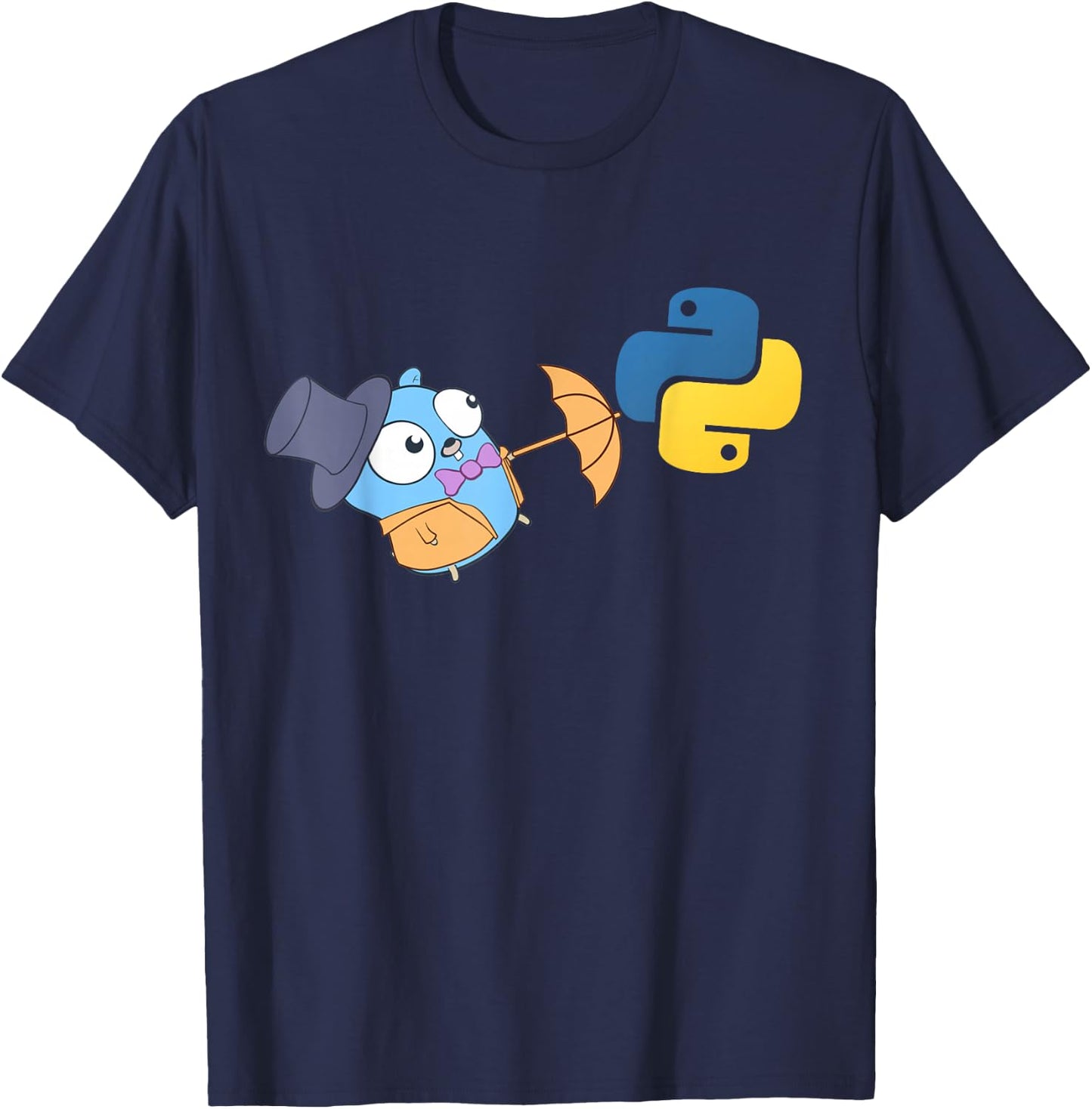 Go Gopher - Fun Developer Umbrella GO lang Logo Design T-Shirt - T-Shirt | Navy
