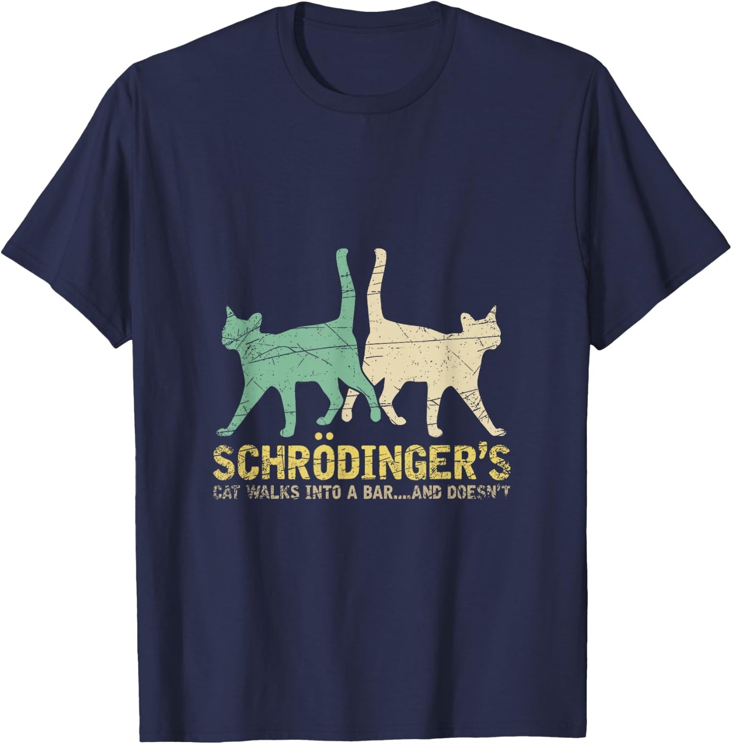 Schrodingers Cat Physics T-Shirt - T-Shirt | Navy
